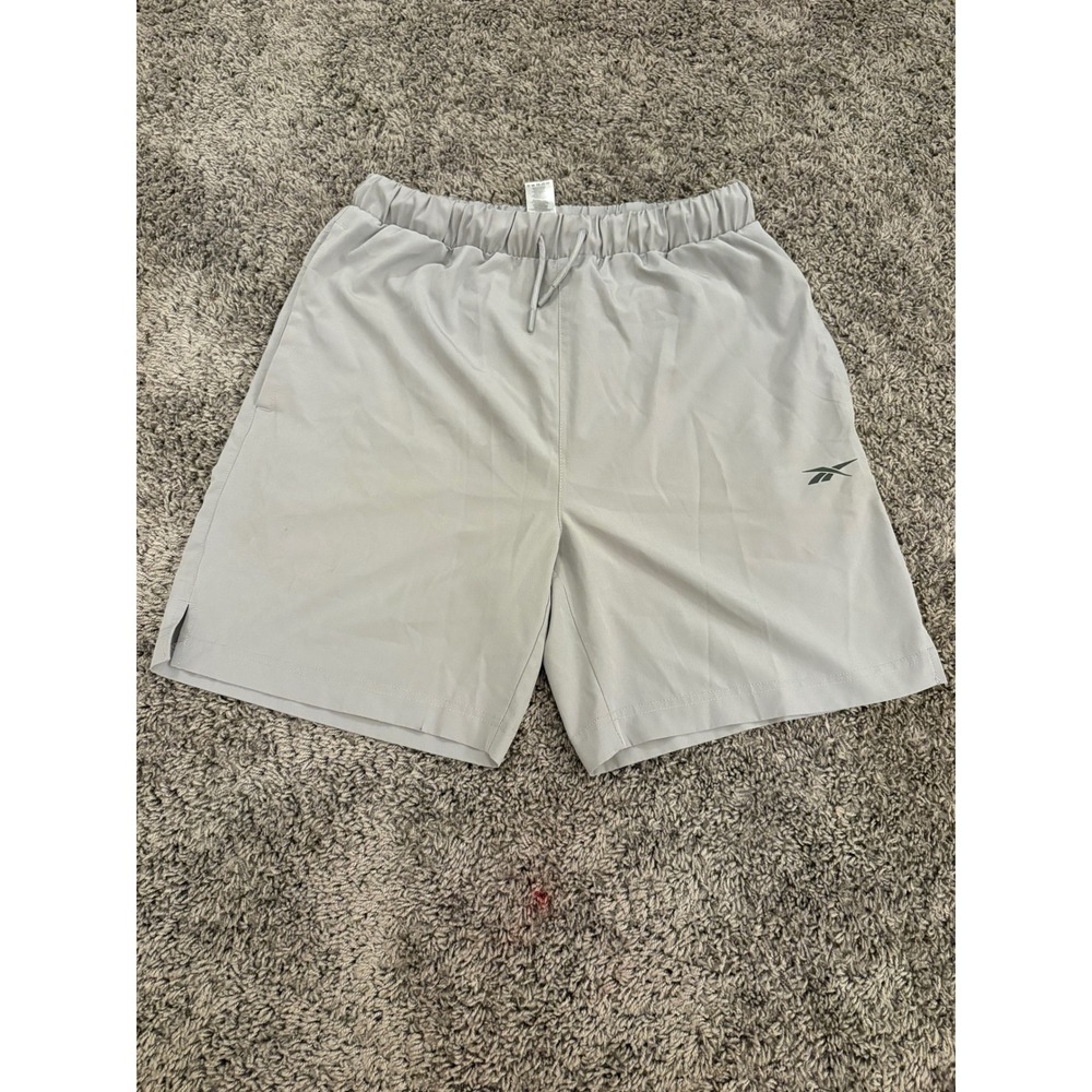 Reebok Mens Athletic Training Shorts Gray Elastic Waist Pockets Small RN 117927